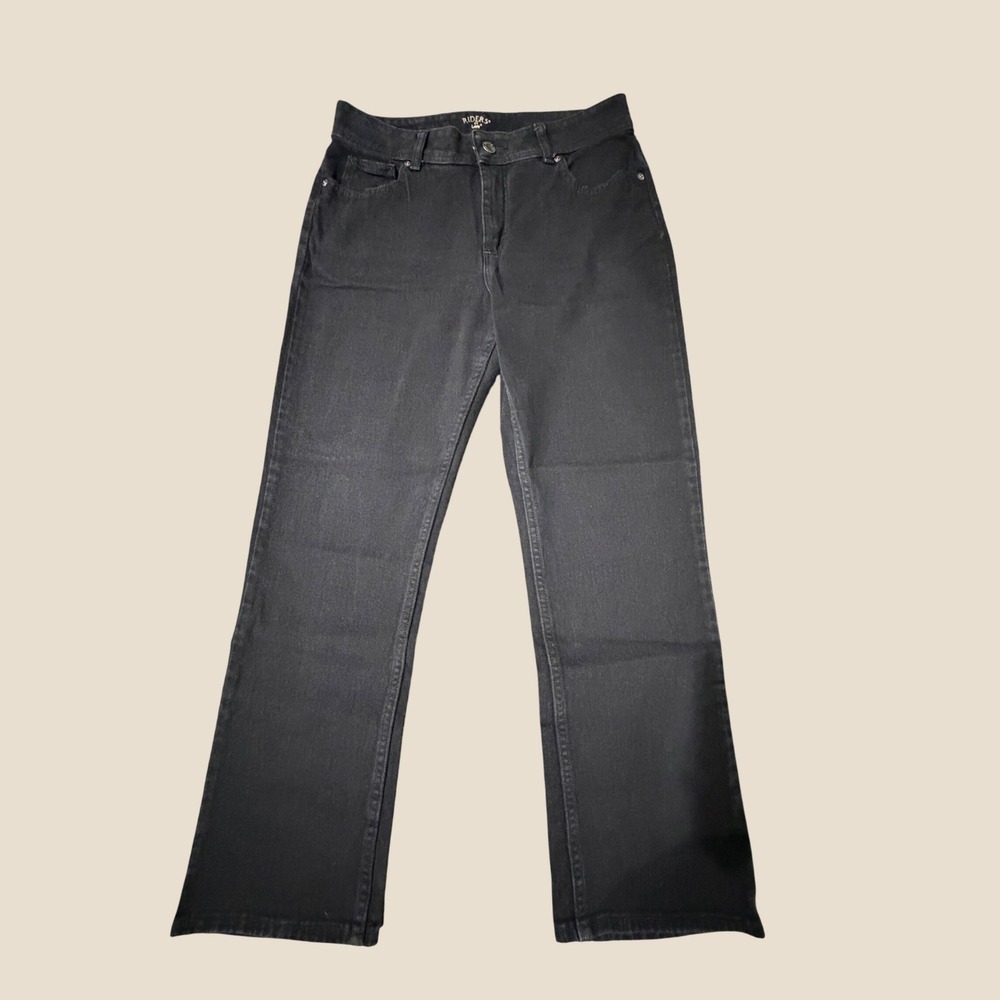 Riders by Lee Womens Black Straight Leg Stretch Denim Jeans Size 12P 130G184